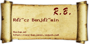 Rácz Benjámin névjegykártya